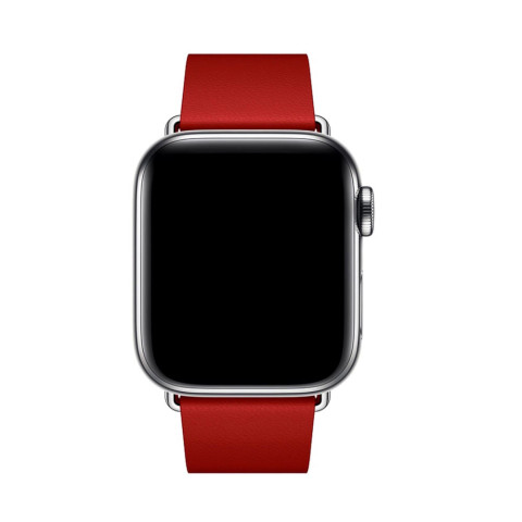 Кожаный ремешок Modern Buckle Leather для Apple Watch 38/40/41mm Silver/Product red